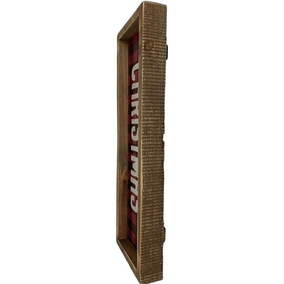 Christmas Buffalo Checked 15 inch Sign Red Black Free Stand or Hang Rustic 2 - Picture 5 of 5